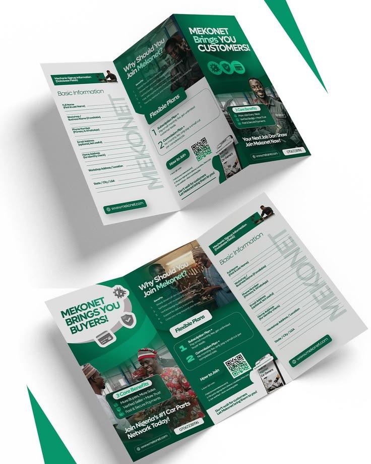Mekonet tri-fold brochure