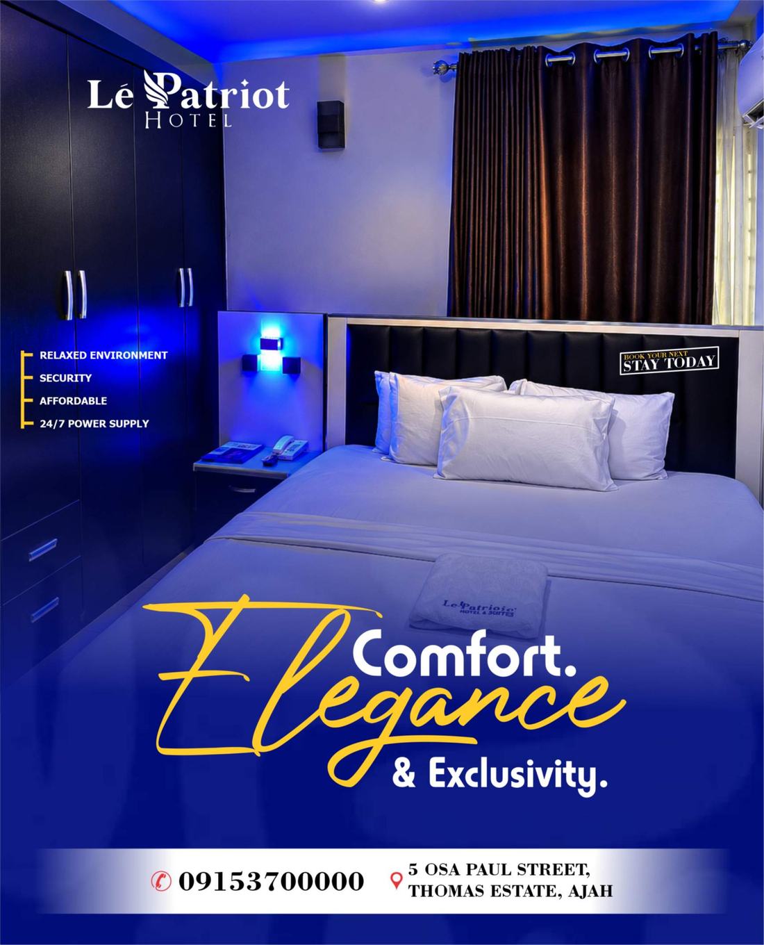 Le Patriot Hotel flyer, comfort elegance exclusivity