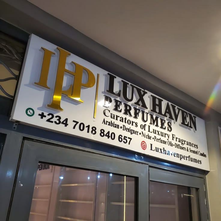 Lux Haven Perfumes shop signage