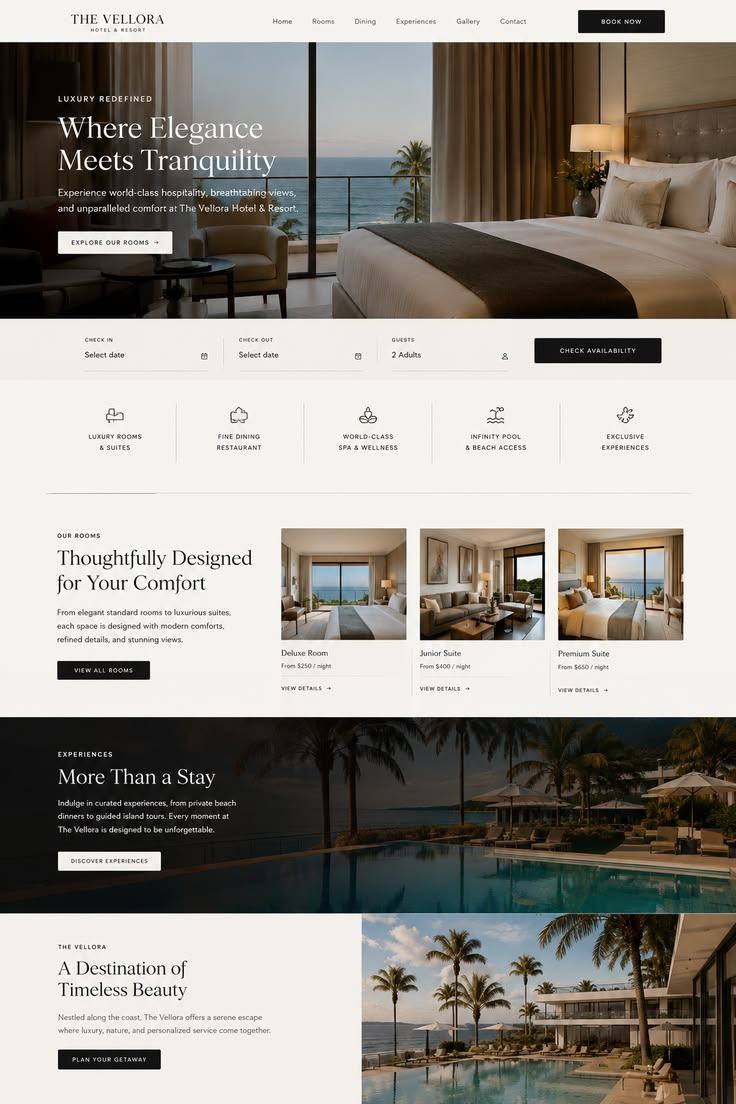 The Vellora hotel and resort website design